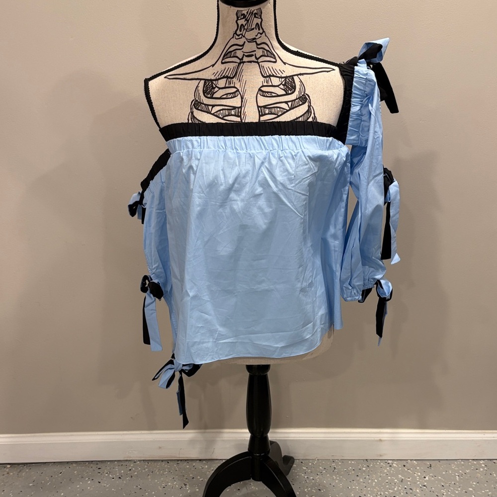 English Factory Light Blue Off-Shoulder Top NWT